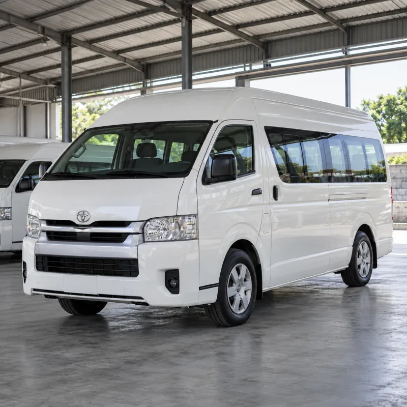 Ilustrasi realistis Toyota HiAce di garasi